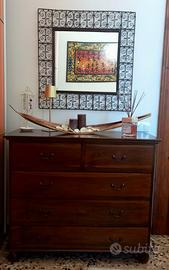 como'/cassettiera stile etnico in legno massello 