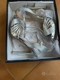 Sandali donna nr 39 argento con tacco alto