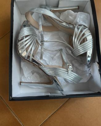 Sandali donna nr 39 argento con tacco alto