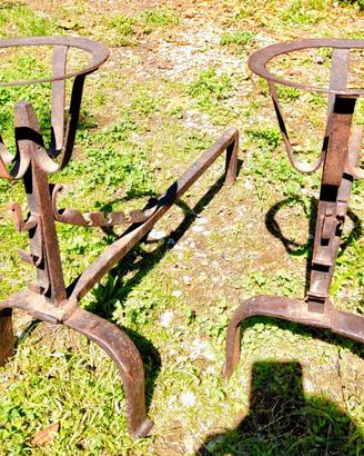 Coppia di alari antichi/vintage in ferro battuto