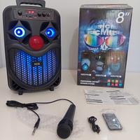 Cassa bluetooth portatile karaoke 300 watt pmpo 