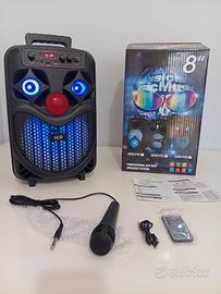 Cassa bluetooth portatile karaoke 300 watt pmpo 