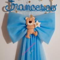 Fiocco nascita orsetto tulle bimbo bimba