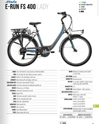 ATALA E-RUN FS 400 LADY  E-bike a pedalata a