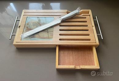 🍞 Tagliere per pane in legno con coltello inox –