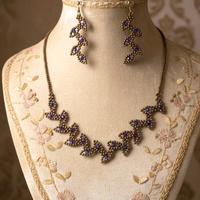 Collana Orecchini foglie Vintage Ottone anticato