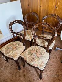 4 sedie antiche stile Luigi Filippo intagliate
