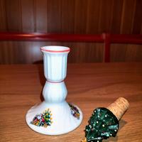 SET: CANDELABRO IN PORCELLANA FINE + TAPPO NUOVO