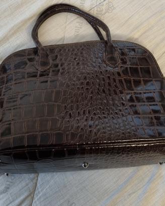 Borsa in pelle stampata coccodrillo 