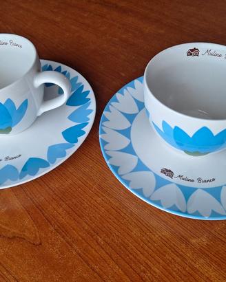 2 tazze piattini blu Mulino Bianco Fiordaliso