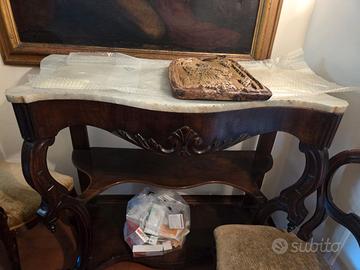 Consolle antica stile Luigi Filippo in legno con p