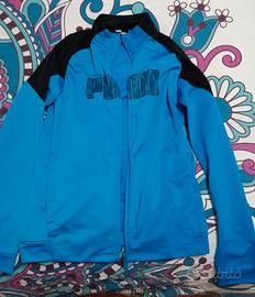 Felpa azzurra/nera con zip ragazzi Puma