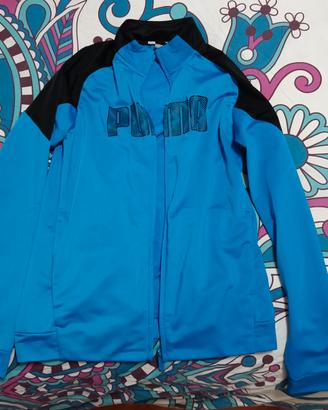 Felpa azzurra/nera con zip ragazzi Puma