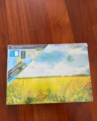 Due blocchi fogli bianchi pittura acrilico o olio
