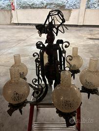 Lampadario ferro battuto