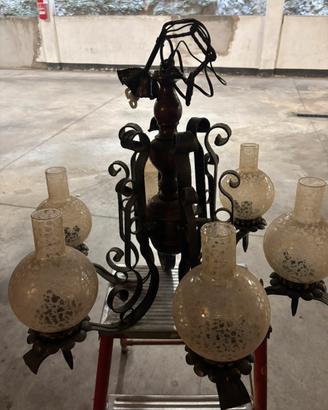 Lampadario ferro battuto