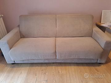 Divano letto grigio tessuto
