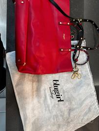 BORSA BLUE GIRL PELLE ROSSA