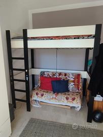 letto singolo a soppalco e futon ikea