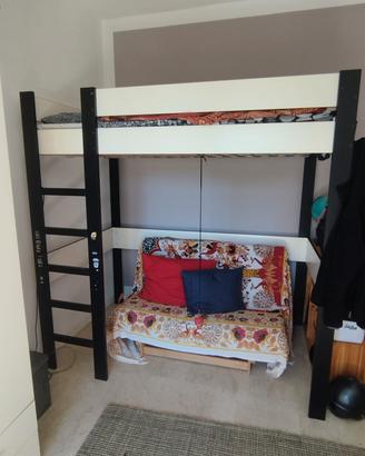 letto singolo a soppalco e futon ikea