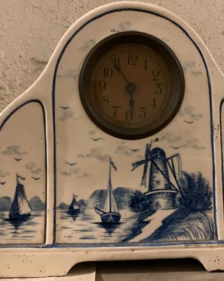 orologio da camino stile delft epoca