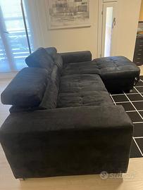 Divano letto in tessuto microfibra nero