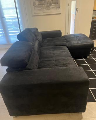 Divano letto in tessuto microfibra nero