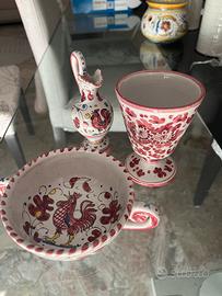 Set 3 pezzi ceramica artigianale Deruta
