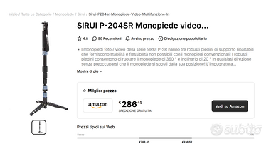 monopiedi Sirui P-204 SR testa video VA5