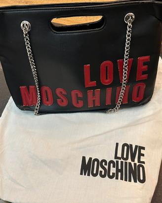 borsa moschino pelle nero/rossa