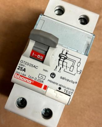 Interruttore magnetotermico Bticino G723/AC25