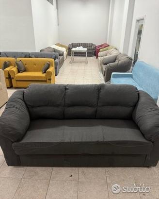 Divano 3 posti in tessuto grigio scuro nuovo