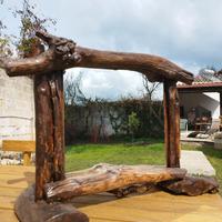 Specchio artigianale in legno di mare, pezzo unico