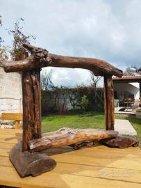 Specchio artigianale in legno di mare, pezzo unico