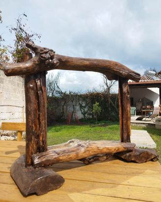 Specchio artigianale in legno di mare, pezzo unico