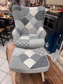Nuove Poltrone con pouff in tessuto italiane