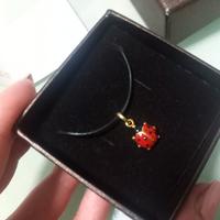 Ciondolo coccinella d'oro 9kt e collanina caucciù