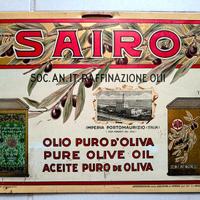 SAIRO OLIO OLIVA INSEGNA TARGA TABELLA ORIG. 1950