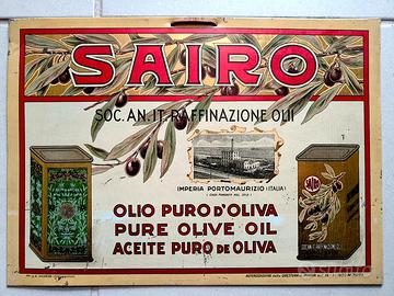 SAIRO OLIO OLIVA INSEGNA TARGA TABELLA ORIG. 1950