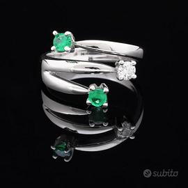 ANELLO TRILOGY SPECIAL ORO 18KT DIAMANTI SMERALDI