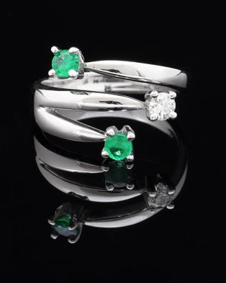 ANELLO TRILOGY SPECIAL ORO 18KT DIAMANTI SMERALDI