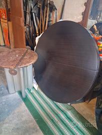 Tavolo tondo vintage allungabile, base in marmo