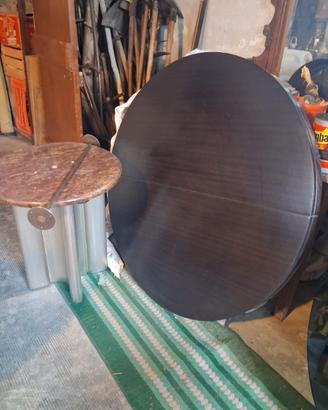Tavolo tondo vintage allungabile, base in marmo