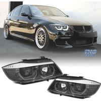 FARI BMW E90 E91 05-08 ANGEL EYES 3D FONDO NERO IN