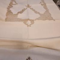 tovaglia per 12 puro lino in pizzo cantù