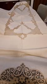 tovaglia per 12 puro lino in pizzo cantù