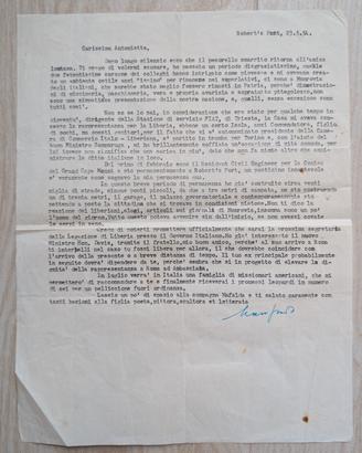 Lettera Dattiloscritta Originale 1954