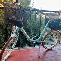 Bicicletta tipo Graziella azzurra tiffany e beige
