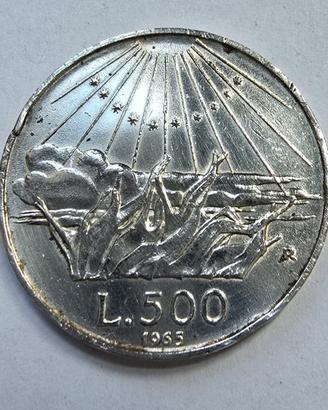 Moneta 500 Lire Argento 1965 