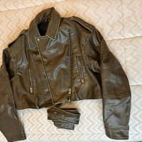 Giacca di pelle verde zara